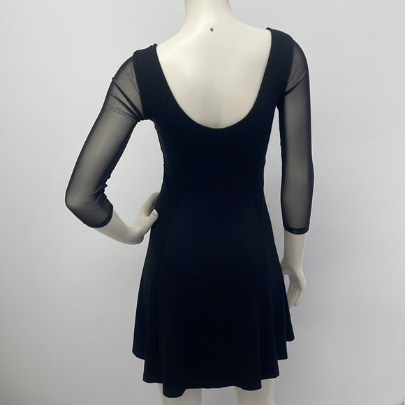 NWOT • H&M DIVIDED • Black Skater Dress with Mesh Sleeves and Waist Detail - Picture 4 of 11